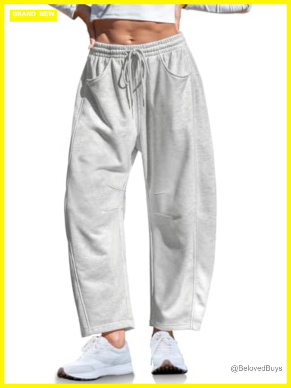 Womens Barrel Sweatpants Wide Leg Loose Cotton-Blend Lounge Pants